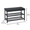 ITY International - Metal Bench with Shoe Storage, Padded Seat, Black - - Mounts For Less