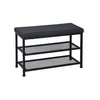 ITY International - Metal Bench with Shoe Storage, Padded Seat, Black - - Mounts For Less