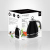 JS Gourmet - Retro Stainless Steel Electric Kettle, 1.7 Liter Capacity, Black - - Mounts For Less