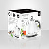 JS Gourmet - Retro Stainless Steel Electric Kettle, 1.7 Liter Capacity, White - - Mounts For Less