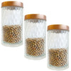JS Gourmet - Set of 3 Embossed Glass Containers with Airtight Lid, 1700ml Capacity - - Mounts For Less
