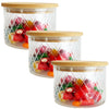 JS Gourmet - Set of 3 Embossed Glass Containers with Airtight Lid, 500ml Capacity - - Mounts For Less