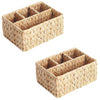 Jessar - Set of 2 Storage Baskets with 4 Sections, Made of Water Hyacinth - - Mounts For Less