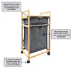 Jessar - Storage Cabinet with Removable Laundry Basket, Bamboo Frame, Grey - - Mounts For Less