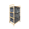 Jessar - Storage Cabinet with Removable Laundry Basket, Bamboo Frame, Grey - - Mounts For Less