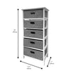 Jessar - Wooden Storage Unit with 5 Fabric Drawers, Gray and White - - Mounts For Less