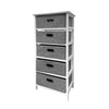 Jessar - Wooden Storage Unit with 5 Fabric Drawers, Gray and White - - Mounts For Less