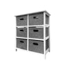 Jessar - Wooden Storage Unit with 6 Fabric Drawers, Gray and White - - Mounts For Less