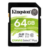 Kingston - Canvas Select Plus SD Card, 100R C10 UHS-I U1 V10, 64GB Capacity - - Mounts For Less