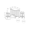 Monarch Specialties I 1147 - Dining Set, 3pcs Set, Counter Height, 36" Rectangular, Small, Kitchen, White Laminate, White Metal, Contemporary, Modern - - Mounts For Less