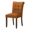 Monarch Specialties I 1221 - Dining Chair, 38" Height, Set Of 2, Upholstered, Dining Room, Side, Kitchen, Orange Fabric, Walnut Wood Legs, Modern - - Mounts For Less