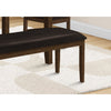 Monarch Specialties I 1373 - Bench, 48" Rectangular, Dining Room, Entryway, Hallway, Kitchen, Upholstered, Wood, Brown Solid Wood, Brown Leather-look, Transitional - - Mounts For Less