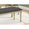 Monarch Specialties I 1393 - Bench, 48" Rectangular, Upholstered, Wood, Entryway, Dining Room, Kitchen, Antique Grey, Grey Fabric, Grey Solid Wood, Transitional - - Mounts For Less