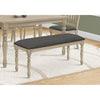 Monarch Specialties I 1393 - Bench, 48" Rectangular, Upholstered, Wood, Entryway, Dining Room, Kitchen, Antique Grey, Grey Fabric, Grey Solid Wood, Transitional - - Mounts For Less