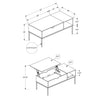 Monarch Specialties I 3806 - Coffee Table, 42" L, Rectangular, Cocktail, Lift-top, Dark Taupe, Black Metal, Contemporary, Modern - - Mounts For Less