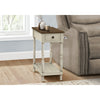 Monarch Specialties I 3958 - Accent Table, 2 Tier, End, Side Table, Nightstand, Bedroom, Narrow, Lamp, Storage Drawer, Brown Veneer, Antique White Veneer, Traditional - - Mounts For Less