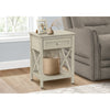 Monarch Specialties I 3984 - Accent Table, End, Side Table, 2 Tier, Bedroom, Nightstand, Lamp, Storage Drawer, Antique White Veneer, Transitional - - Mounts For Less