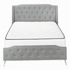 Monarch Specialties I 6045Q - Bed, Queen Size, Bedroom, Frame, Upholstered, Grey Linen Look, Chrome Metal Legs, Transitional - - Mounts For Less