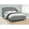 Monarch Specialties I 6045Q - Bed, Queen Size, Bedroom, Frame, Upholstered, Grey Linen Look, Chrome Metal Legs, Transitional - - Mounts For Less