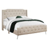 Monarch Specialties I 6046Q - Bed, Queen Size, Bedroom, Frame, Upholstered, Beige Linen Look, Chrome Metal Legs, Transitional - - Mounts For Less