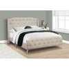 Monarch Specialties I 6046Q - Bed, Queen Size, Bedroom, Frame, Upholstered, Beige Linen Look, Chrome Metal Legs, Transitional - - Mounts For Less