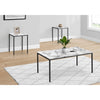 Monarch Specialties I 7892P - Table Set, 3pcs Set, Coffee, End, Black Metal, White Marble Look Laminate, Contemporary, Modern - - Mounts For Less
