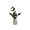 Monarch Specialties I 9500 - Artificial Plant, 20" Tall, Zz, Indoor, Faux, Fake, Table, Greenery, Potted, Real Touch, Decorative, Green Leaves, Grey Cement Pot - - Mounts For Less