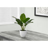 Monarch Specialties I 9502 - Artificial Plant, 17" Tall, Aureum, Indoor, Faux, Fake, Table, Greenery, Potted, Real Touch, Decorative, Green Leaves, White Pot - - Mounts For Less