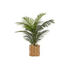 Monarch Specialties I 9503 - Artificial Plant, 24" Tall, Palm, Indoor, Faux, Fake, Table, Floor, Greenery, Potted, Real Touch, Decorative, Green Leaves, Beige Woven Basket - - Mounts For Less