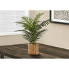 Monarch Specialties I 9503 - Artificial Plant, 24" Tall, Palm, Indoor, Faux, Fake, Table, Floor, Greenery, Potted, Real Touch, Decorative, Green Leaves, Beige Woven Basket - - Mounts For Less
