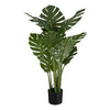 Monarch Specialties I 9510 - Artificial Plant, 45" Tall, Monstera Tree, Indoor, Faux, Fake, Floor, Greenery, Potted, Real Touch, Decorative, Green Leaves, Black Pot - - Mounts For Less