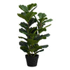Monarch Specialties I 9511 - Artificial Plant, 32" Tall, Fiddle Tree, Indoor, Faux, Fake, Floor, Greenery, Potted, Real Touch, Decorative, Green Leaves, Black Pot - - Mounts For Less