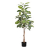 Monarch Specialties I 9513 - Artificial Plant, 52" Tall, Rubber Tree, Indoor, Faux, Fake, Floor, Greenery, Potted, Real Touch, Decorative, Green Leaves, Black Pot - - Mounts For Less