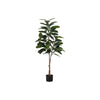 Monarch Specialties I 9514 - Artificial Plant, 52" Tall, Rubber Tree, Indoor, Faux, Fake, Floor, Greenery, Potted, Real Touch, Decorative, Green Leaves, Black Pot - - Mounts For Less
