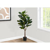 Monarch Specialties I 9515 - Artificial Plant, 47" Tall, Fiddle Tree, Indoor, Faux, Fake, Floor, Greenery, Potted, Real Touch, Decorative, Green Leaves, Black Pot - - Mounts For Less