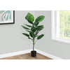 Monarch Specialties I 9519 - Artificial Plant, 54" Tall, Dieffenbachia Tree, Indoor, Faux, Fake, Floor, Greenery, Potted, Real Touch, Decorative, Green Leaves, Black Pot - - Mounts For Less