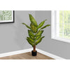 Monarch Specialties I 9535 - Artificial Plant, 47" Tall, Evergreen Tree, Indoor, Faux, Fake, Floor, Greenery, Potted, Real Touch, Decorative, Green Leaves, Black Pot - - Mounts For Less
