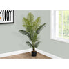 Monarch Specialties I 9536 - Artificial Plant, 57" Tall, Palm Tree, Indoor, Faux, Fake, Floor, Greenery, Potted, Real Touch, Decorative, Green Leaves, Black Pot - - Mounts For Less