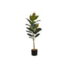 Monarch Specialties I 9547 - Artificial Plant, 40" Tall, Rubber Tree, Indoor, Faux, Fake, Floor, Greenery, Potted, Real Touch, Decorative, Green Leaves, Black Pot - - Mounts For Less