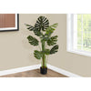 Monarch Specialties I 9548 - Artificial Plant, 55" Tall, Monstera Tree, Indoor, Faux, Fake, Floor, Greenery, Potted, Real Touch, Decorative, Green Leaves, Black Pot - - Mounts For Less