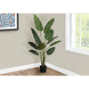 Monarch Specialties I 9570 - Artificial Plant, 60" Tall, Bird Of Paradise Tree, Indoor, Faux, Fake, Floor, Greenery, Potted, Decorative, Green Leaves, Black Pot - - Mounts For Less