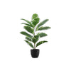 Monarch Specialties I 9572 - Artificial Plant, 27" Tall, Rubber, Indoor, Faux, Fake, Table, Greenery, Potted, Real Touch, Decorative, Green Leaves, Black Pot - - Mounts For Less