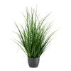 Monarch Specialties I 9575 - Artificial Plant, 23" Tall, Grass, Indoor, Faux, Fake, Table, Greenery, Potted, Real Touch, Decorative, Green Grass, Black Pot - - Mounts For Less