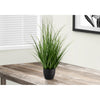Monarch Specialties I 9575 - Artificial Plant, 23" Tall, Grass, Indoor, Faux, Fake, Table, Greenery, Potted, Real Touch, Decorative, Green Grass, Black Pot - - Mounts For Less