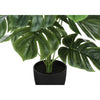 Monarch Specialties I 9576 - Artificial Plant, 24" Tall, Monstera, Indoor, Faux, Fake, Table, Greenery, Potted, Real Touch, Decorative, Green Leaves, Black Pot - - Mounts For Less