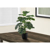 Monarch Specialties I 9576 - Artificial Plant, 24" Tall, Monstera, Indoor, Faux, Fake, Table, Greenery, Potted, Real Touch, Decorative, Green Leaves, Black Pot - - Mounts For Less