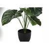 Monarch Specialties I 9578 - Artificial Plant, 24" Tall, Alocasia, Indoor, Faux, Fake, Table, Greenery, Potted, Real Touch, Decorative, Green Leaves, Black Pot - - Mounts For Less