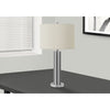 Monarch Specialties I 9657 - Lighting, 28"H, Table Lamp, Nickel Metal, Ivory / Cream Shade, Contemporary - - Mounts For Less