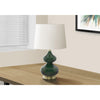Monarch Specialties I 9768 - Lighting, 24"H, Green Glass, Ivory / Cream Shade, Contemporary - - Mounts For Less