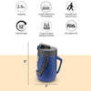 Pinnacle - Portable Insulated Water Jug, 2.5 Liter Capacity, Leakproof, Blue - - Mounts For Less